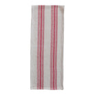 Woven Cotton Flour Sack Table Runner with Stripes, Natural & Red