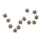 Woven Wool Star Garland with Metallic Thread Embroidery, Brown